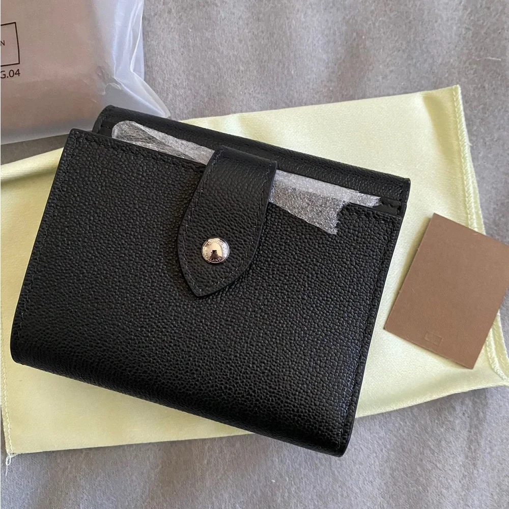 NWT Burberry Luna black grained leather small coin pouch snap wallet - Picture 4 of 6